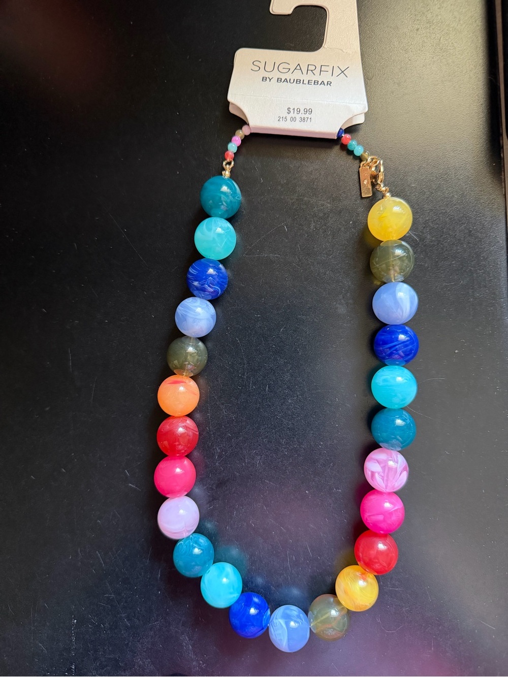 NWT Sugarfix Woman’s Multicolor Bead Necklace - Rainbow Glossy Spheres